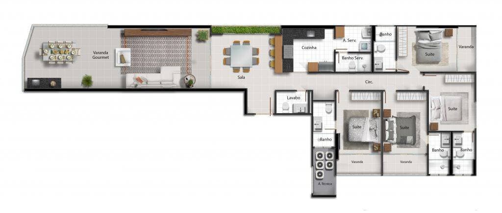 Apartamento tipo 1 (Coluna 4)